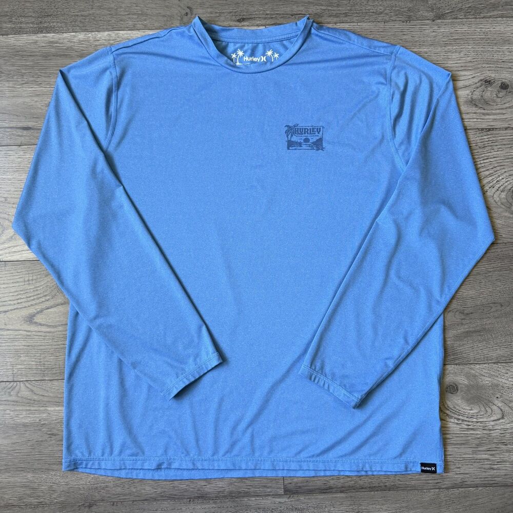 Hurley Men’s Blue UPF 50+ Quick Dry Long Sleeve Outdoor Sun Shirt - Size XL